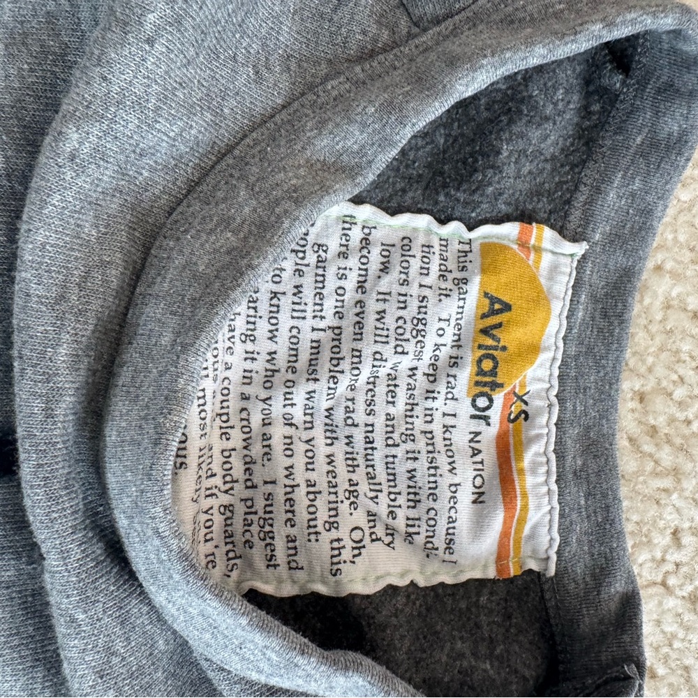 Aviator Nation Heather Gray Pullover with Yellow Logo Accent